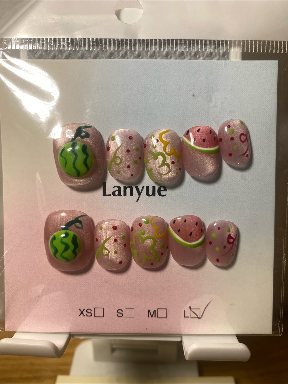 Pink Watermelon & Fruit Press-On Nail Set